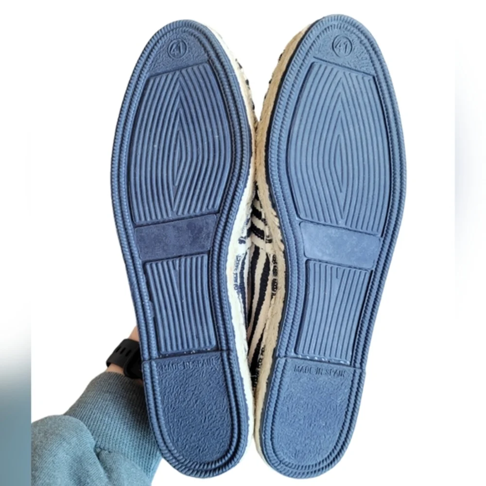 TONI PONS Navy Off White Stripe Espadrille Shoes Size 41